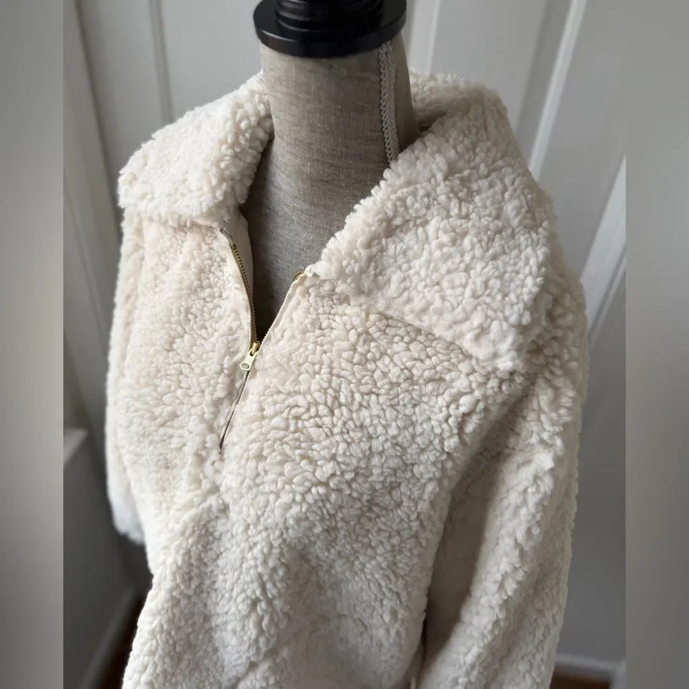NWT J. Crew Sherpa Half-Zip Fleece Pullover Size Large